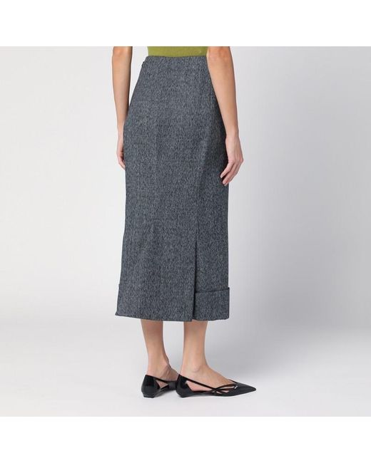 Gonna midi in moulinè di Prada in Blue