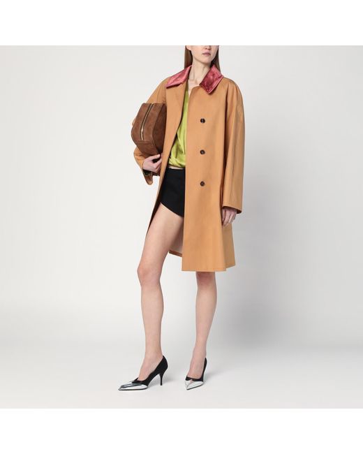 Prada Orange Honey-coloured Trench Coat In Cotton