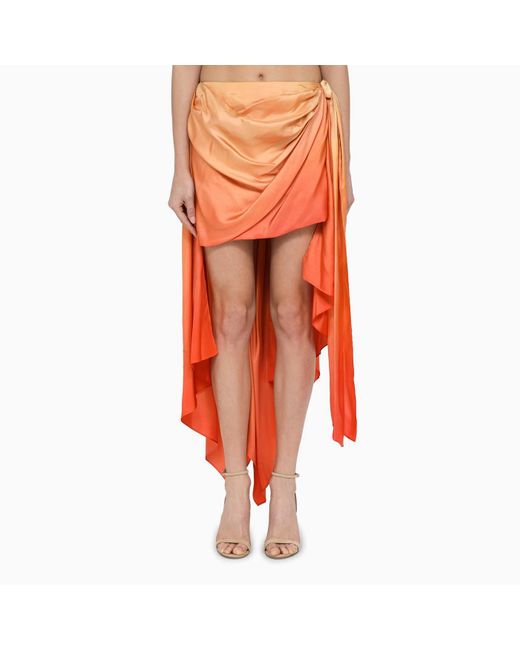 Zimmermann Orange Tranquility Draped Mini Skirt In Fields Silk