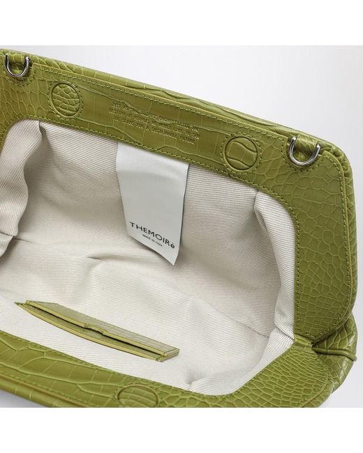 THEMOIRÈ Green Emera Clutch Kiwi Mit Krokodileffekt