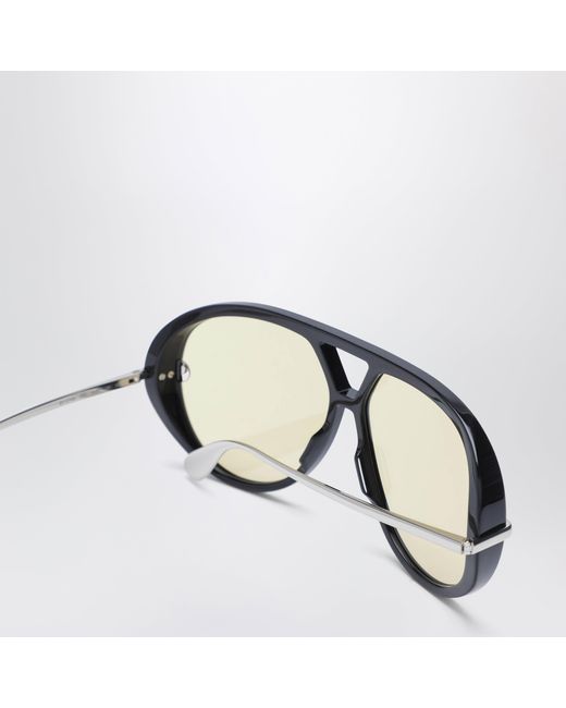 Bottega Veneta Black Classic Aviator Sunglasses