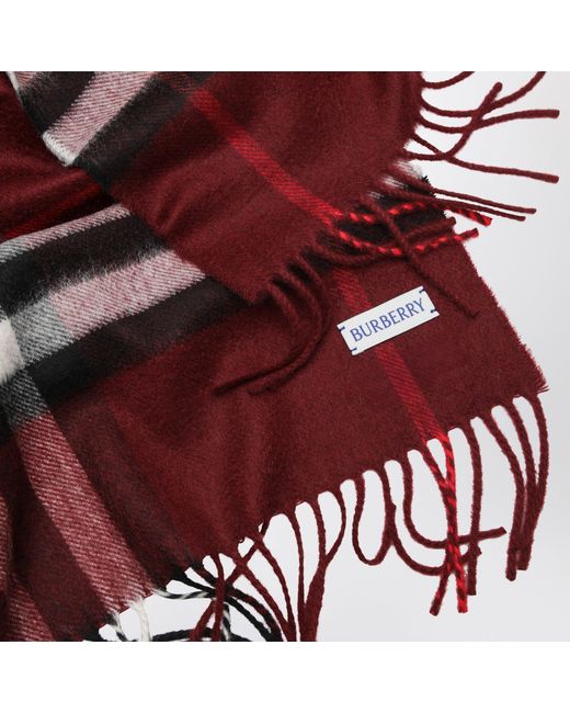 Burberry Red Scarf With Check Pattern