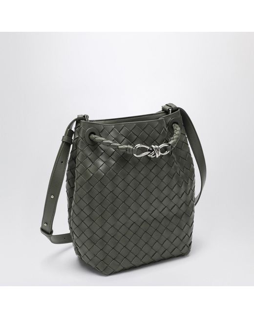 Bottega Veneta Green Andiamo Small Bucket Bag In Pickle Intrecciato