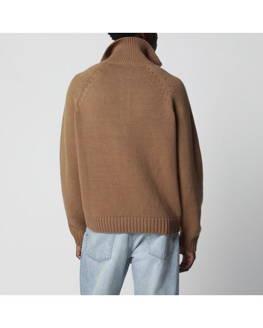 Tom Ford Brown Caramel Half-Zip Wool And Cashmere Knit Sweater for men