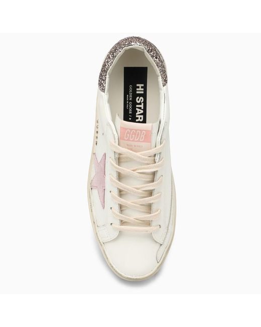 Sneaker hi-star bianca/rosa/glitter di Golden Goose Deluxe Brand in White
