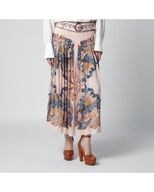 Farm Rio Multicolor Sea Garden Pleated Skirt