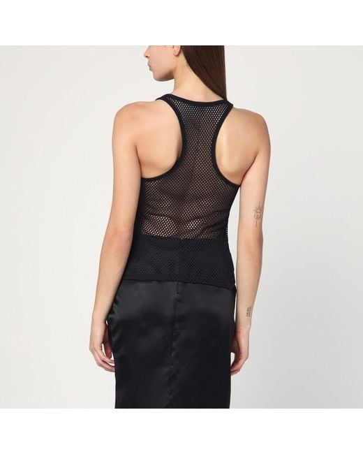 Courreges Black Schwarzes Netz-Top Aus Baumwolle