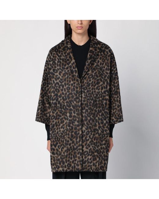 Semicouture Black Gefleckter Mantel Sigmund Aus Wollgemisch