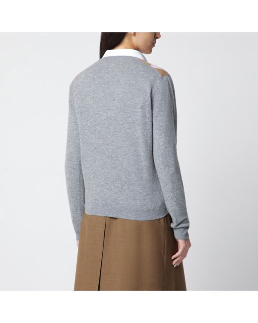 Prada Gray Cashmere Argyle Sweater
