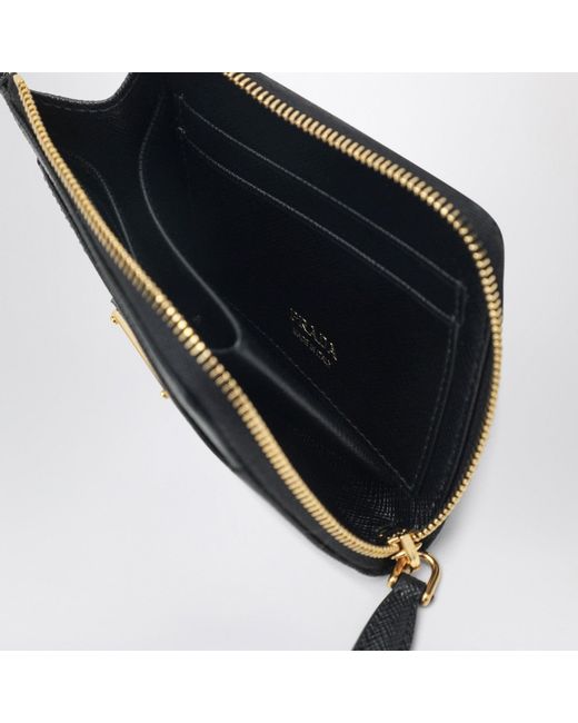 Prada Black Small Saffiano Leather Ziparound Wallet