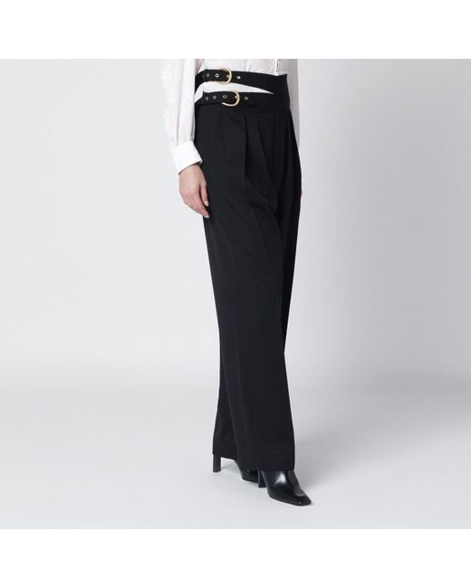 Chloé Black Trousers With Double Belt And Buckles