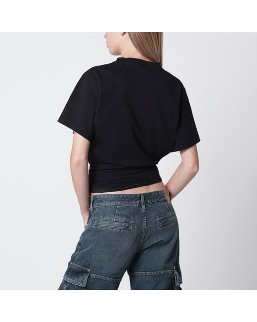 Balenciaga Black Cropped T-Shirt With Logo Print