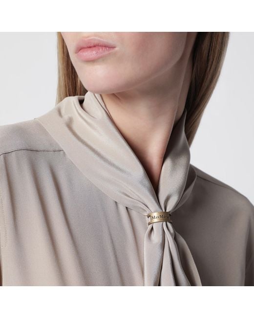 Max Mara Natural Rock Silk Blouse With Scarf