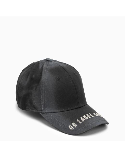 44 Label Group Black Visor Hat With Logo Embroidery for men