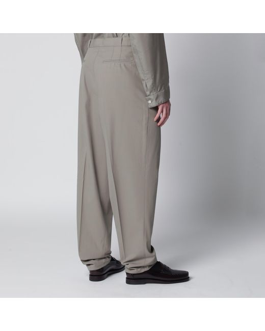 Brunello Cucinelli Gray Twill Cotton Trousers With Pleats for men