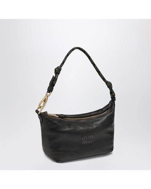 Miu Miu Black Aged-Effect Nappa Leather Pouch