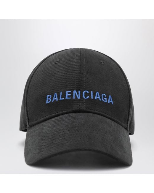 Balenciaga Black Baseball Cap With Embroidered Logo for men