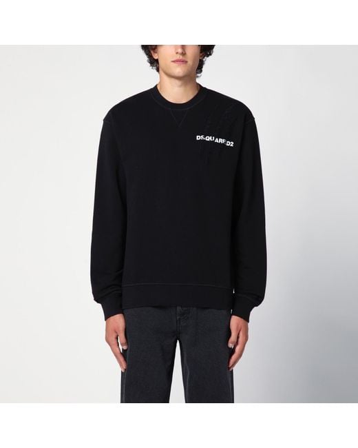 DSquared Cotton Sweatshirt With Logo in Black for Men Lyst UK