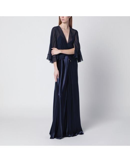 Alberta Ferretti Blue Long Semi-Transparent Dress
