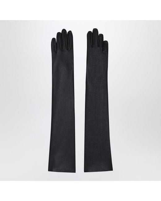 Frankie Shop Black Veneto Long Leather Gloves