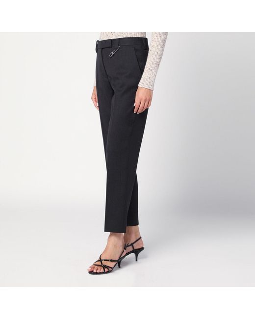 Prada Blue Anthracite Wool Trousers