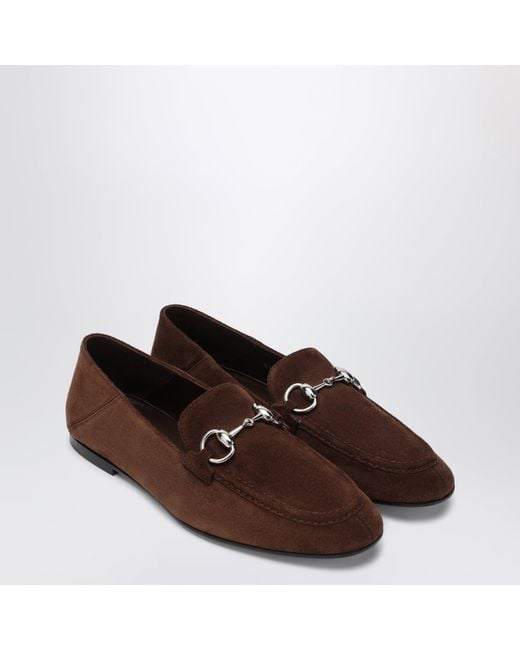 Gucci Brown Jordaan Soft Suede Loafers