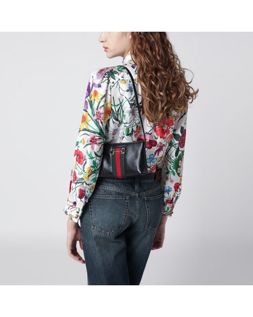 Borsa Mini Horsebit Web Nera di Gucci in Black