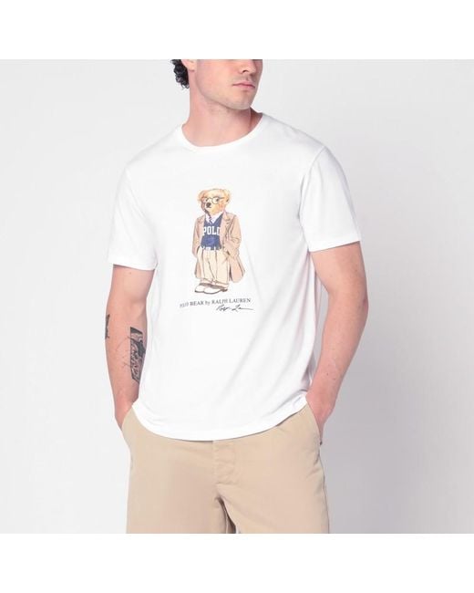 Polo Ralph Lauren Weißes Polo Bear T-Shirt Custom Slim-Fit in White für Herren