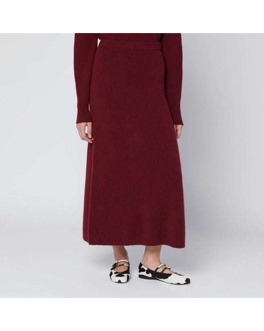 Gonna lampone in filato di cachemire stretch di Max Mara in Red