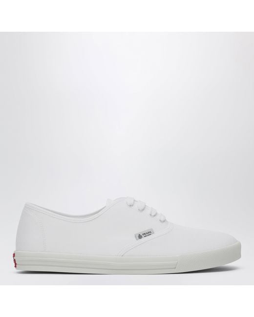 Prada White Drill Fabric Sneakers for men