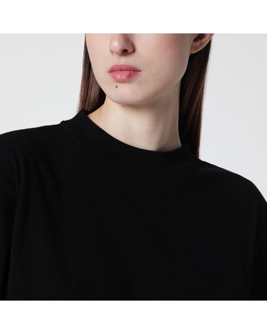 The Row Black Cotton Crew-Neck Sweater