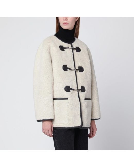 DUNST Natural Cream Shearling Effect Fabric Jacket