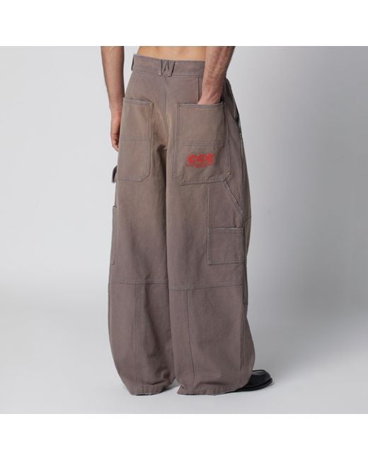Willy Chavarria Brown Graphite Double Knee Trousers With Vintage Effect for men