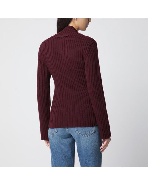 Victoria Beckham Red Ribbed Sweater
