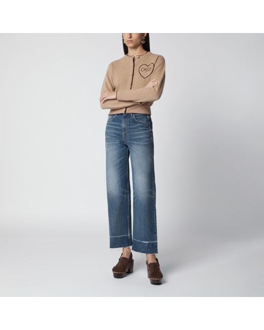 Chloé Natural Light Wool And Cashmere Logo Cardigan