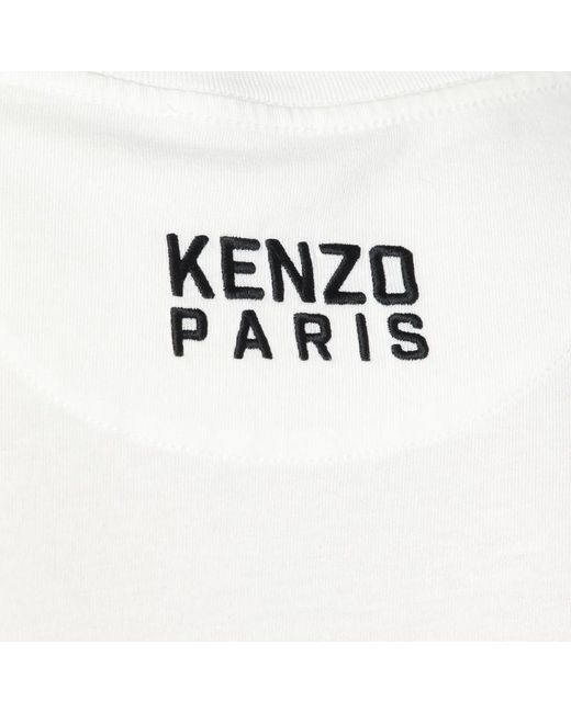 KENZO White Cotton T-Shirt With Logo Patch for men