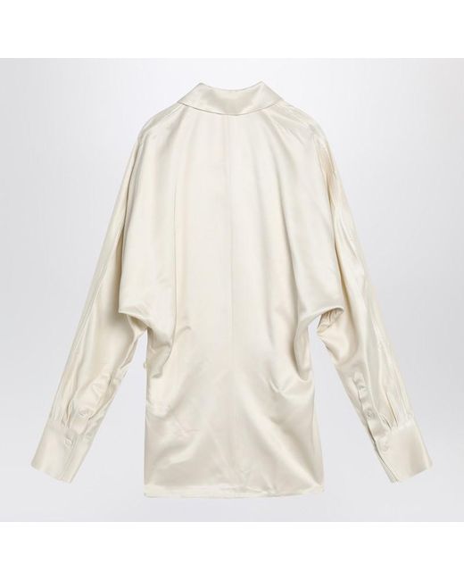 Totême  White Ecru Viscose Satin Cross Shirt