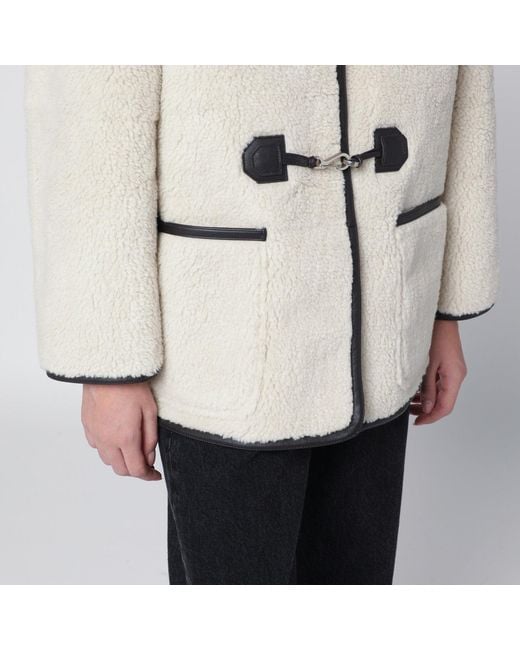 DUNST Natural Cream Shearling Effect Fabric Jacket