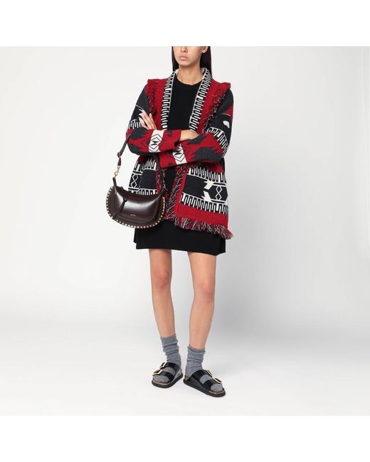 Cardigan icon jacquard ruby/carbone di Alanui in Red