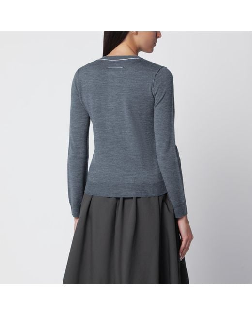 MM6 by Maison Margiela Blue Mélange Wool-Blend Cardigan