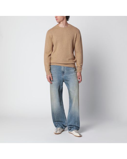 Roberto Collina Blue Camel Wool-Blend Sweater for men