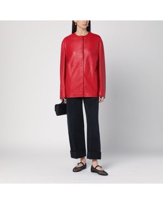 Loulou de Saison Red Atalia Leather Jacket