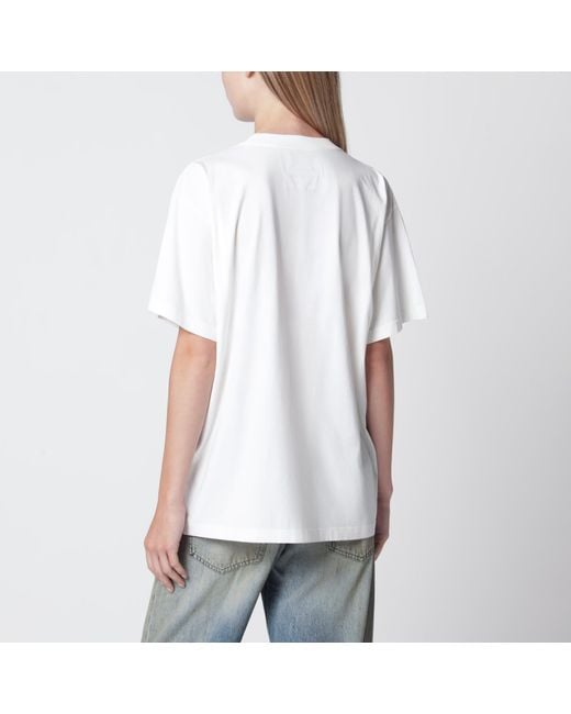 MM6 by Maison Margiela White Cotton Jersey T-Shirt With Logo Patch