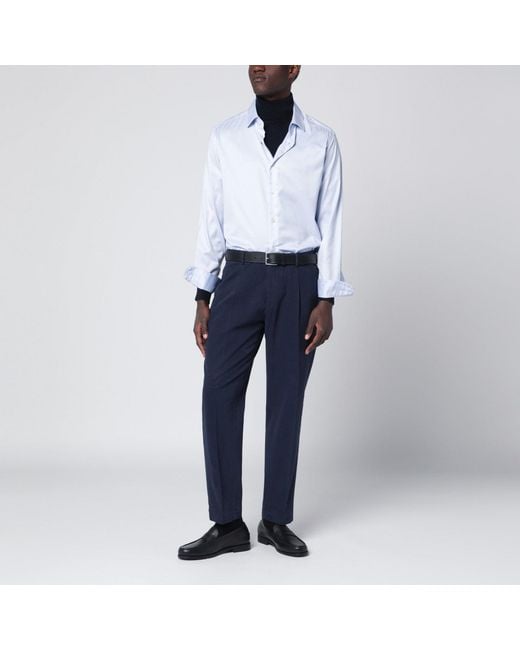 Santaniello Blue Cotton And Cashmere Trousers