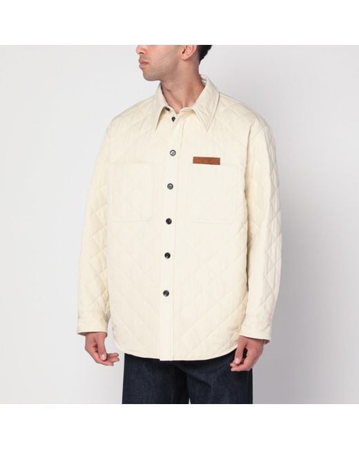 Bottega Veneta Natural Quilted Jacket With Intrecciato Detail for men
