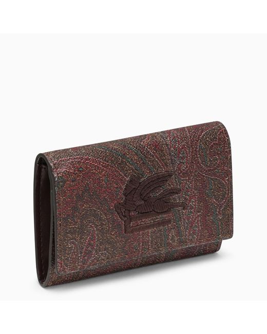 Etro Brown Paisley Wallet In Coated Canvas for men