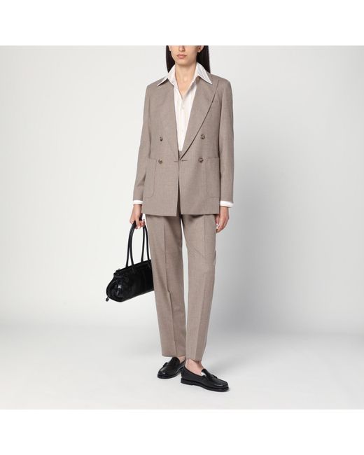 Max Mara Gray Double-Breasted Cashmere Jacket