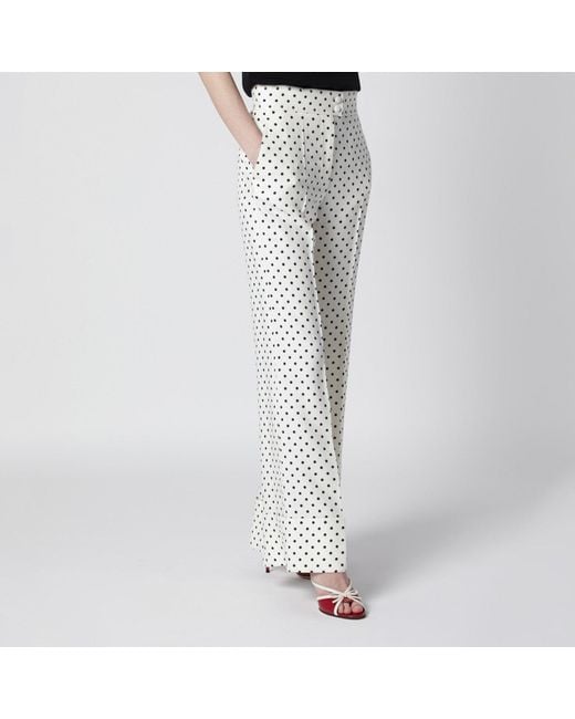 Valentino Gray Ivory Supergran Trousers With Plusdepois Print