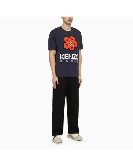 KENZO Black Midnight Blue T Shirt With Logo for men