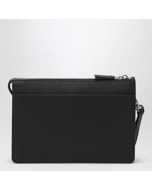 Pouch nera in pelle saffiano di Prada in Black da Uomo